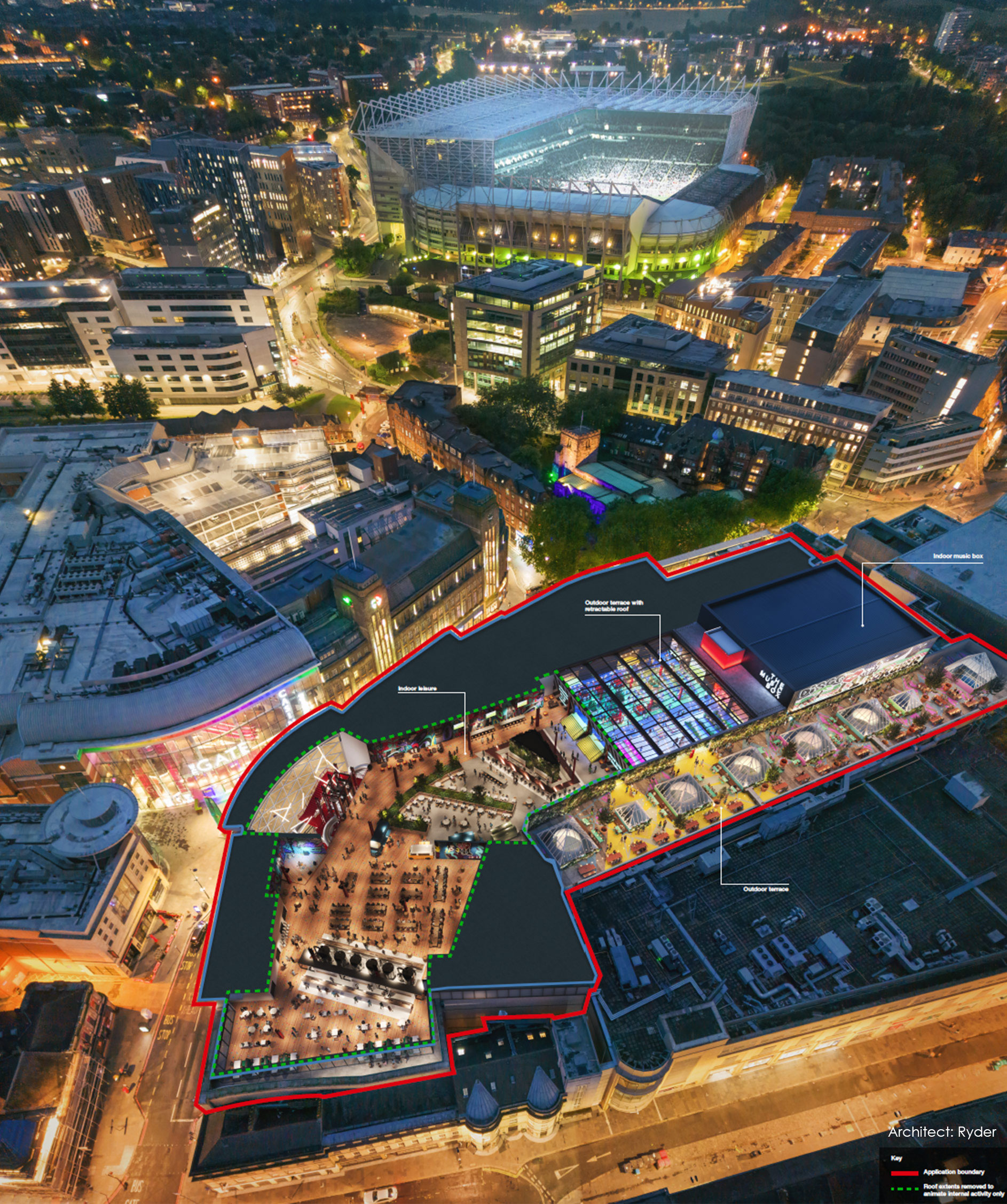 Eldon Square Shopping Centre night time visual