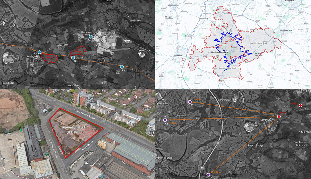 Retail and Town Centre Planning Sub-Consultancy map and aerial sites